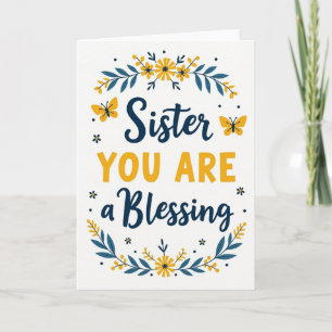 Teal And Gold Sister Card