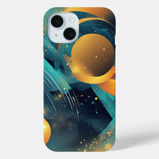 Teal and Gold Sphere Abstract  Case-Mate iPhone Case (Back)
