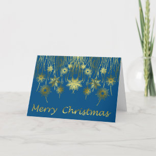 Teal and Gold Star Jewels Christmas Holiday Card