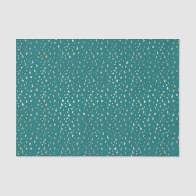 Teal and Gold Stars Tissue Paper (Front)