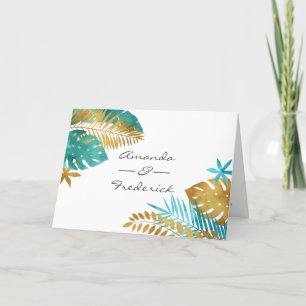 Teal and Gold Tropical Wedding Programme