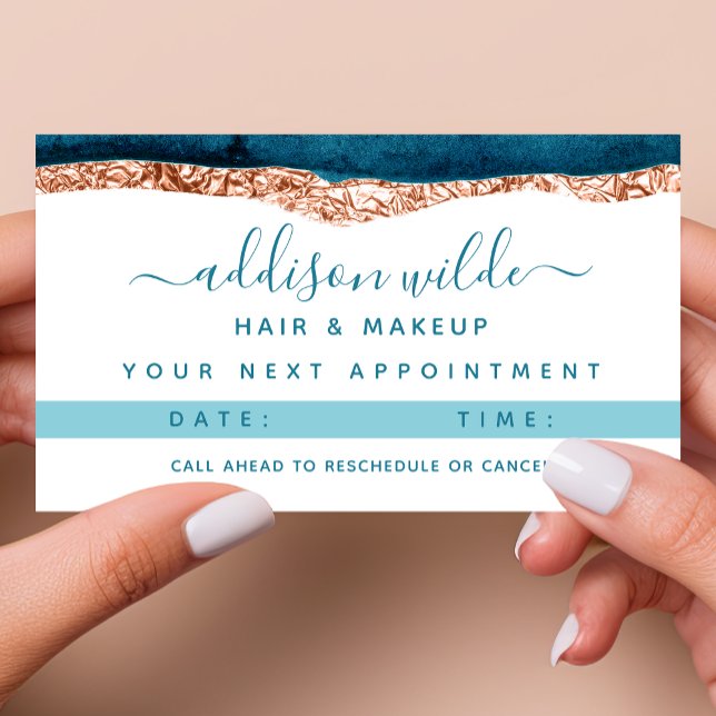 Teal And Gold Watercolor Appointment Card (Creator Uploaded)