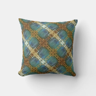 Teal and Golden Plaid Modern Plaid Cushion