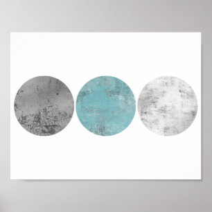 Teal and gray geometric circles poster