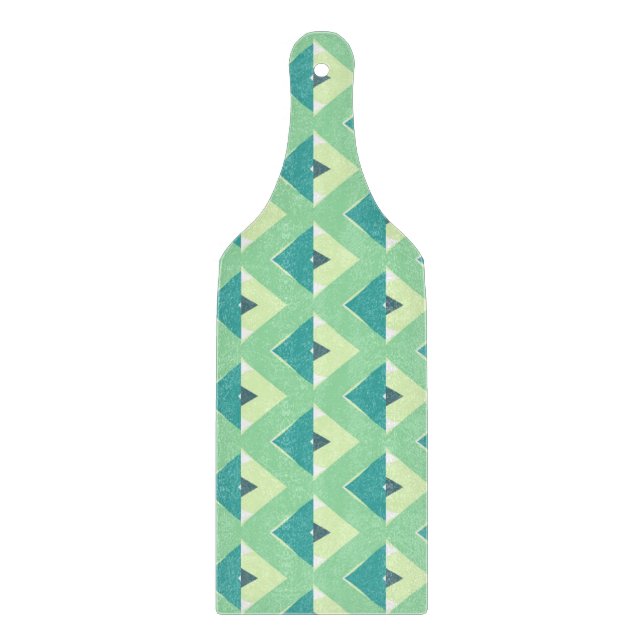 Teal and Green Diamond Geometric Pattern Cutting Board (Front)