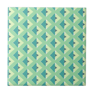 Teal and Green Diamond Geometric Pattern Tile
