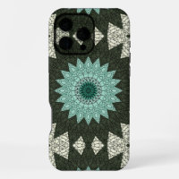 Teal and Green Geometric Mandala Pattern