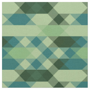 Teal and green geometric pattern fabric