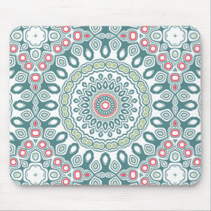 Teal and Green Global Style Medallion Mouse Mat