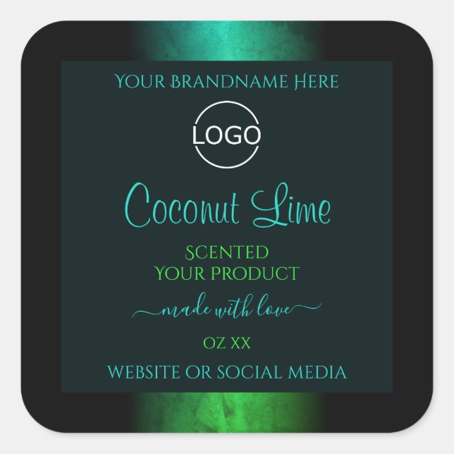 Teal and Green Marble Elegant Product Labels Logo (Front)