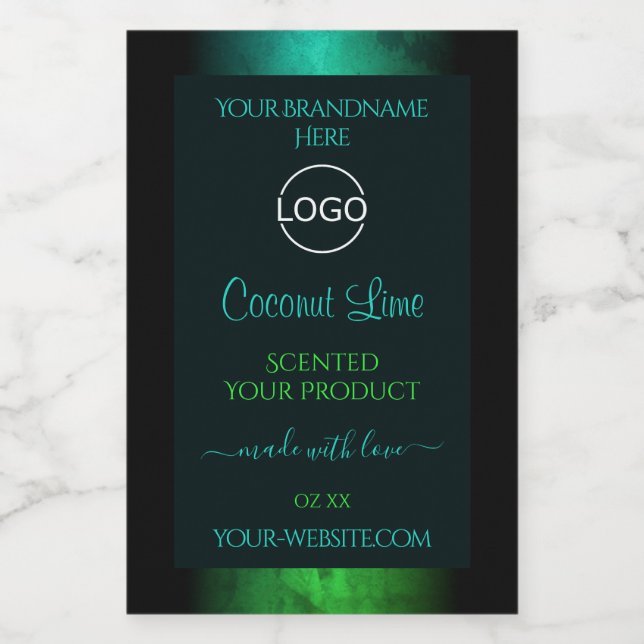 Teal and Green Marble Elegant Product Labels Logo (Single Label)