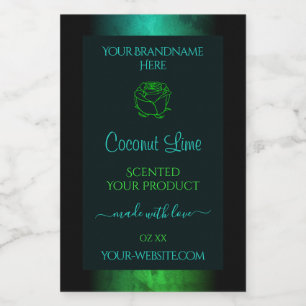 Teal and Green Marble Floral Modern Product Labels