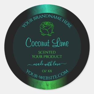 Teal and Green Marble Floral Modern Product Labels