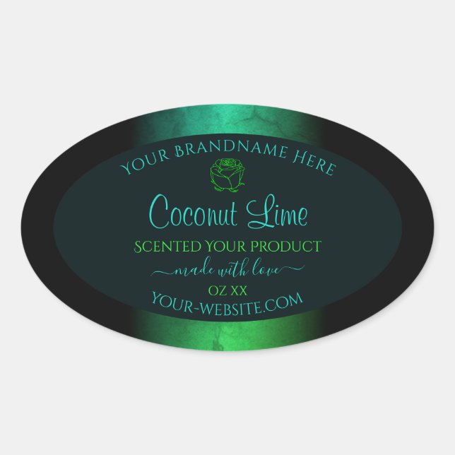 Teal and Green Marble Floral Modern Product Labels (Front)