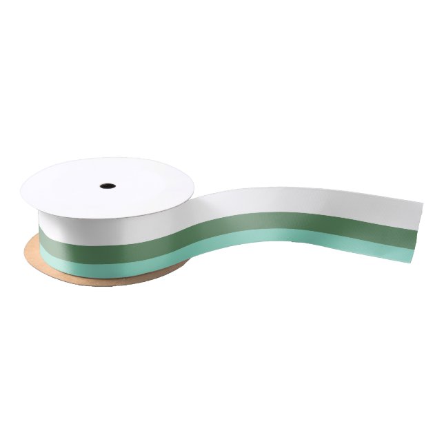 Teal and green striped satin ribbon (Spool)