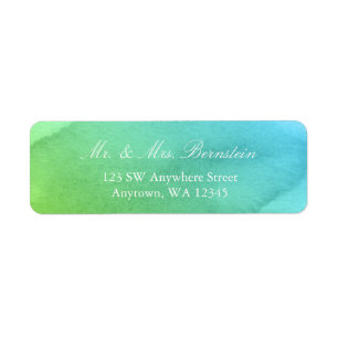 Teal and Green Watercolor Return Address