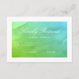 Teal and Green Watercolor RSVP Card