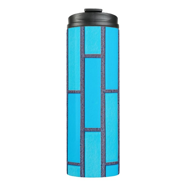 Teal and grey brick vector thermal tumbler (Front)