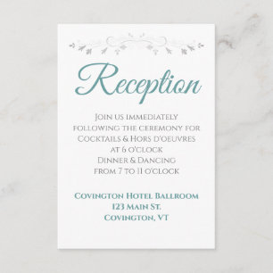 Teal and Grey Elegant Wedding Reception Enclosure Card