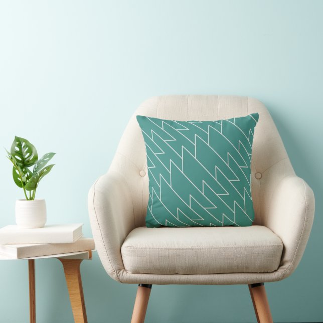 Teal and Grey Modern Geometric Pattern Cushion (Chair)