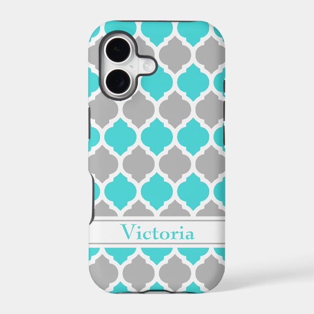 Teal and Grey Moroccan Trellis Pattern (Back)