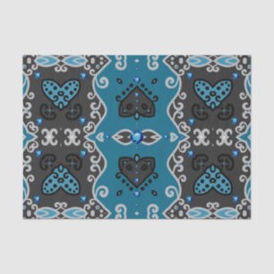 Teal and Grey Vintage Elegant Rhinestones Pattern Tissue Paper