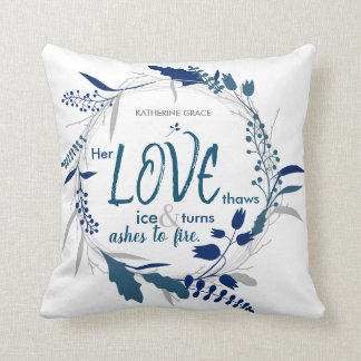 Teal and Grey Wreath Poetry Cushion