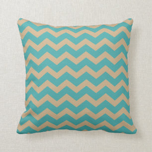 Teal and Khaki Chevrons Cushion