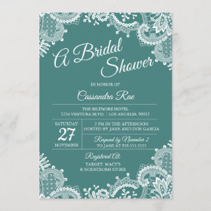 Teal and Lace Bridal Shower Invitation