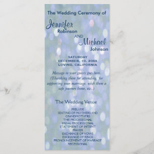Teal and Lavender Bokeh Wedding Program Programme