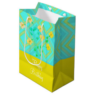 Teal and Lemon Lime Birthday Gift Tote Bag