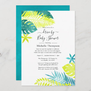 Teal and Lemon Tropical Drive By Shower Invitation