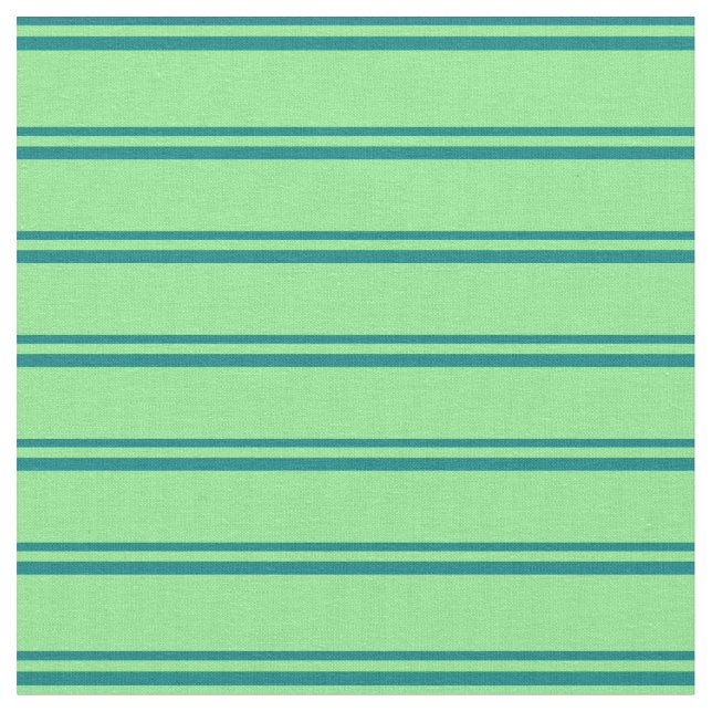 Teal and Light Green Stripes Pattern Fabric (Close Up)