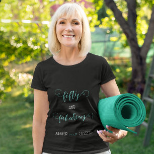 Teal and Light Grey 50 and Fabulous Birthday  T-Shirt