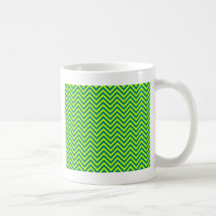 Teal And Lime Green Chevron Pattern Coffee Mug