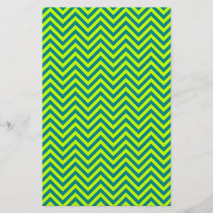 Teal And Lime Green Chevron Pattern Stationery