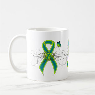 Teal and Lime Green Ribbon with Butterfly Mug