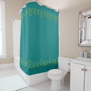 Teal and Lime Green Shower Curtain