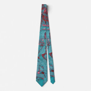 Teal and Magenta Swirled Marble Tie
