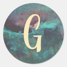Teal and Maroon Monogram Watercolor
