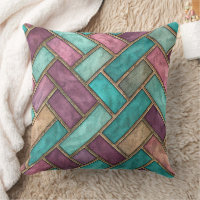 Teal and Mauve Herringbone Tile Pattern - Brick