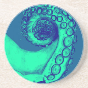 Teal and Navy Nautical Octopus Tentacle Coaster