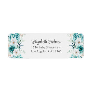 Teal and Off-White Wildflowers Baby Shower Address