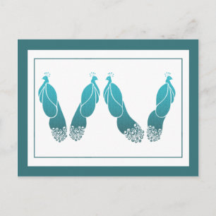 Teal and Oracle Green Art Deco Peacocks Postcard