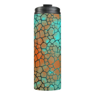 Teal and Orange Dragon Scale Thermal Tumbler