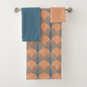 Teal and Orange Fans  Bath Towel Set