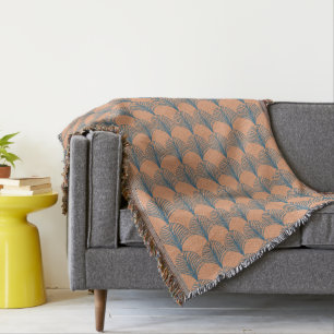 Teal and Orange Fans  Throw Blanket