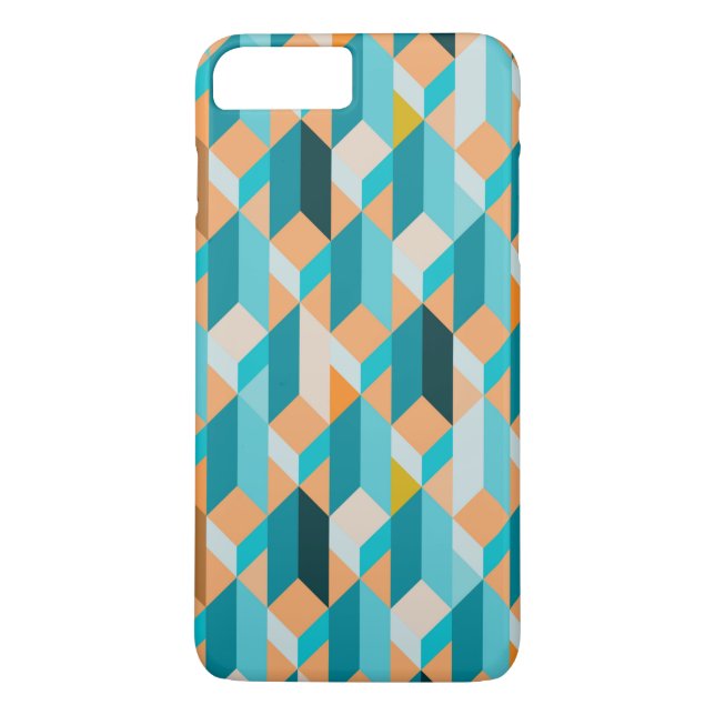 Teal And Orange Shapes Pattern Case-Mate iPhone Case (Back)