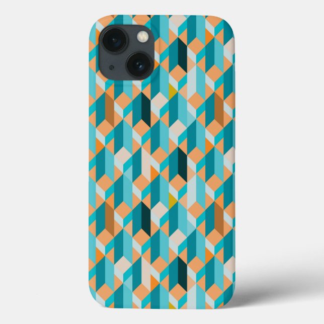 Teal And Orange Shapes Pattern Case-Mate iPhone Case (Back)