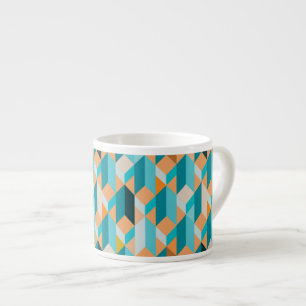 Teal And Orange Shapes Pattern Espresso Cup